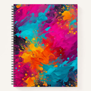 Farbenfroher Spritzer Paint Art SpiralNotebook Notizbuch