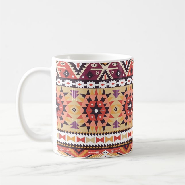 Farbenfroher Stammesstil, lebendiges, nahtloses Mu Kaffeetasse (Links)
