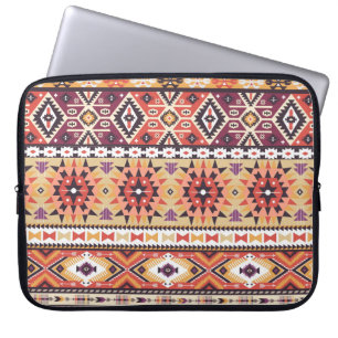 Farbenfroher Stammesstil, lebendiges, nahtloses Mu Laptopschutzhülle