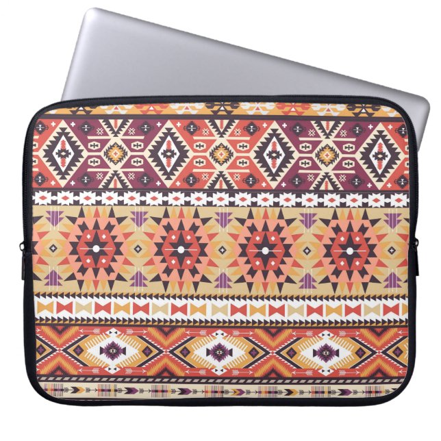 Farbenfroher Stammesstil, lebendiges, nahtloses Mu Laptopschutzhülle (Vorderseite)