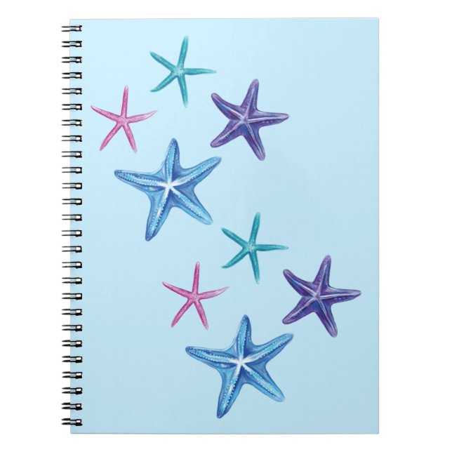 Farbenfroher Starfish (blau, Lila, rosa, türkis) Notizblock (Vorderseite)