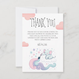 Farbenfroher Stern auf Cloud 9 Elephant Baby Dusch Dankeskarte