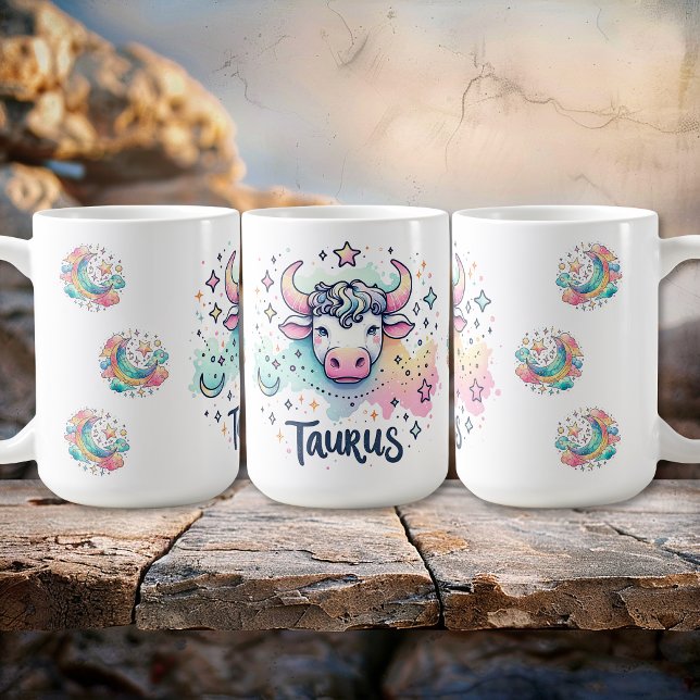 Farbenfroher Stier Stier-Zodiak Astrologie Kaffeetasse (Colorful Taurus Bull Zodiac Astrology Coffee Mug)