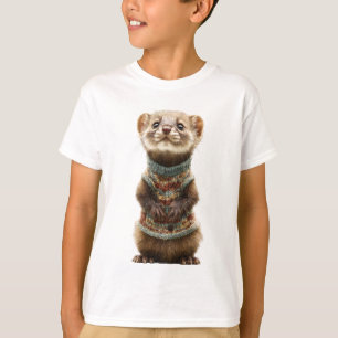 Farbenfroher Strickpullover Frettchen Kinder T-Shirt