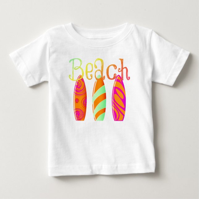 Farbenfroher Surfbrett Strand Baby T-shirt (Vorderseite)