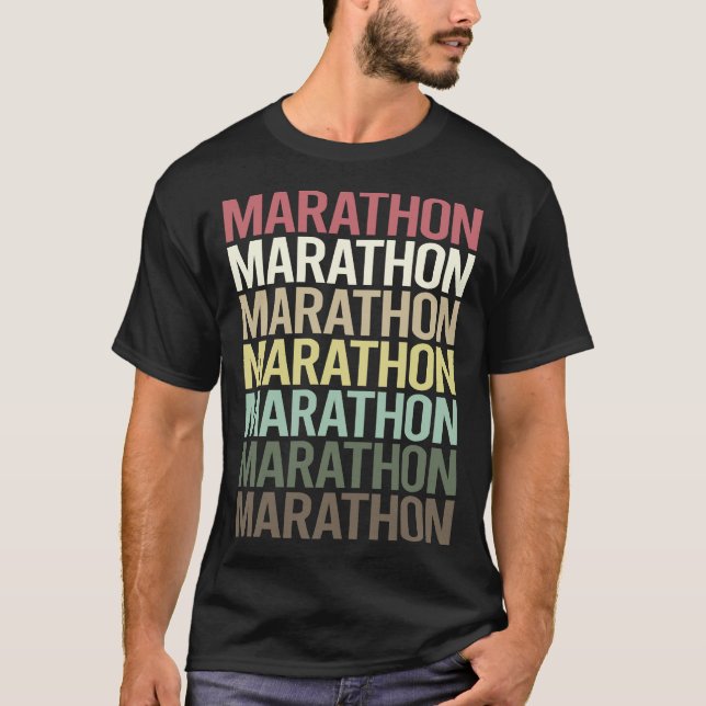 Farbenfroher Text Marathon T-Shirt (Vorderseite)