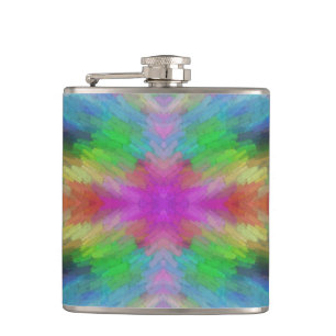 Farbenfroher Tie-Dye-Stil Kunst Flachmann