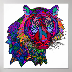 Farbenfroher Tigerdruck Poster