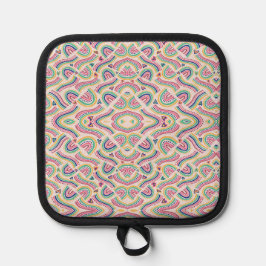 Farbenfroher Topflappen mit Mandala-Muster und sch