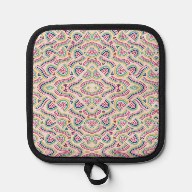 Farbenfroher Topflappen mit Mandala-Muster und sch (Vorderseite)