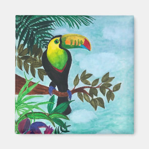 Farbenfroher Toucan Tropenwald Magnet