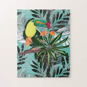 Farbenfroher Toucan und Blume.