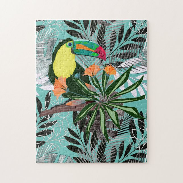 Farbenfroher Toucan und Blume. (Vertikal)