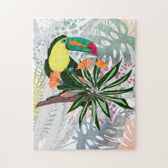 Farbenfroher Toucan und Blume. (Vertikal)