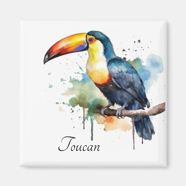 farbenfroher Toukan, der auf einem Ast sitzt Magnet (Vorne)