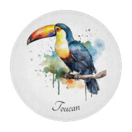 farbenfroher Toukan, der auf einem Ast sitzt Schneidebrett