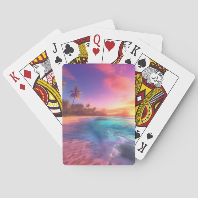 Farbenfroher Traumstrand Spielkarten (Rückseite)