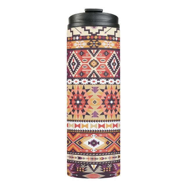 Farbenfroher tribaler Stil, lebendiges nahtloses M Thermosbecher (Vorderseite)