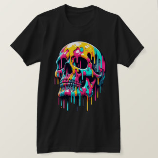 Farbenfroher Tropfkopf - Psychedelische Skull Art T-Shirt