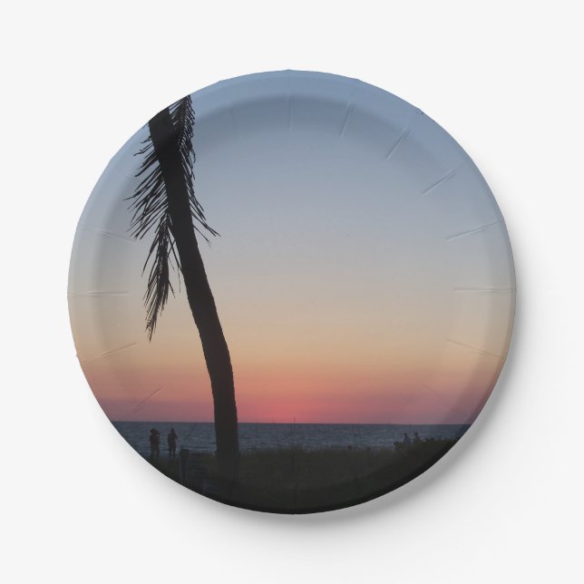 Farbenfroher tropischer Sonnenuntergang auf Papier Pappteller (Vorderseite)