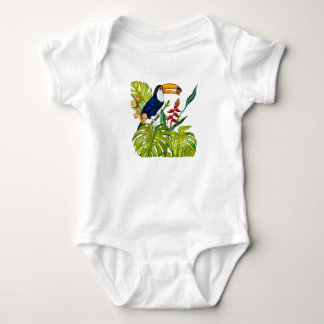 Farbenfroher Tukan Aquarell Tropischer Vogel Baby Strampler