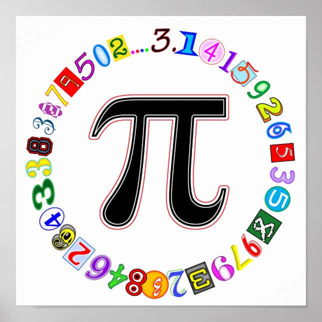 Farbenfroher und lustiger Kreis der Pi Poster (Vorne)
