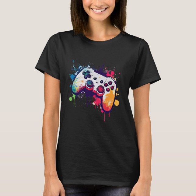 Farbenfroher Videospielcontroller - Joystick - Con T-Shirt (Vorderseite)