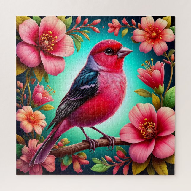 Farbenfroher Vogel auf dem Zweig (Vertikal)