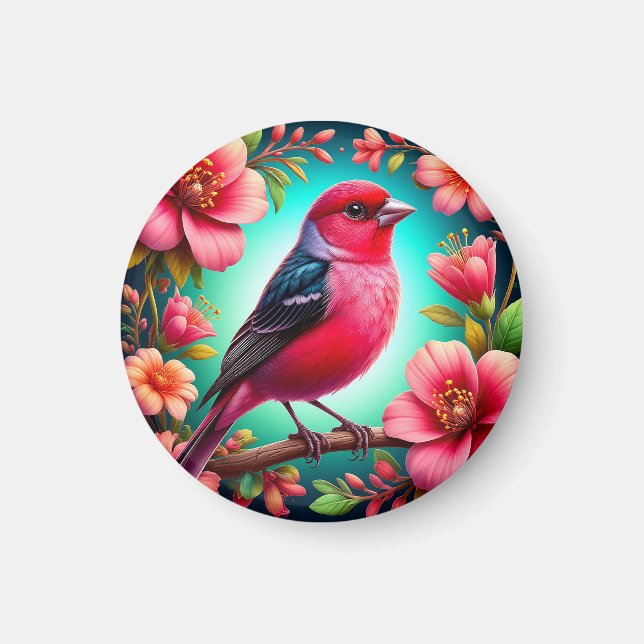 Farbenfroher Vogel auf dem Zweig Magnet (Vorne)