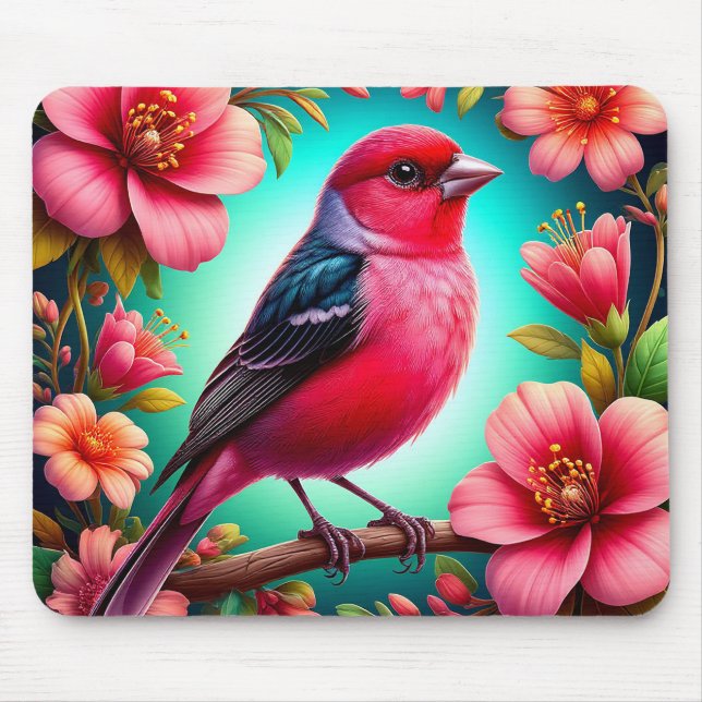 Farbenfroher Vogel auf dem Zweig Mousepad (Vorne)