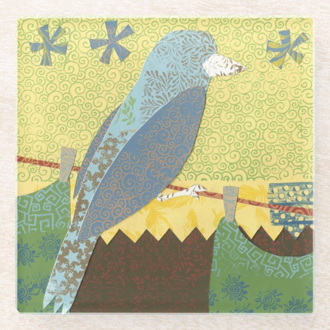 Farbenfroher Vogel auf einem Wirt Glasuntersetzer (Vorderseite)