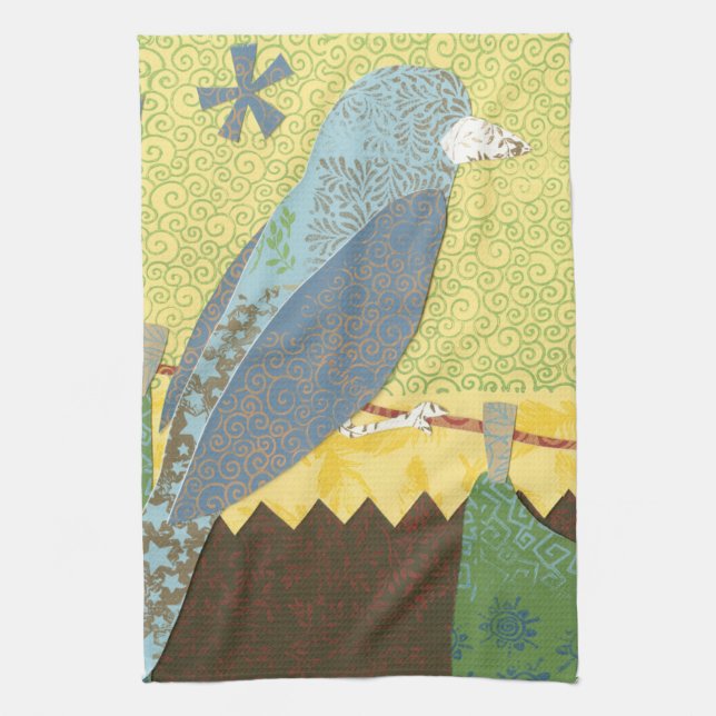 Farbenfroher Vogel auf einem Wirt Küchentuch (Vertikal)