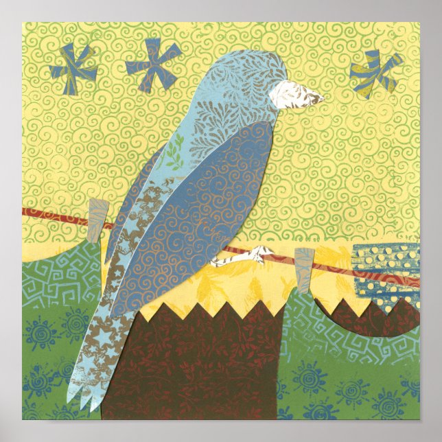 Farbenfroher Vogel auf einem Wirt Poster (Vorne)