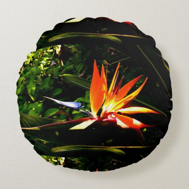 Farbenfroher Vogel der Paradise Blume Kissen (Vorderseite)