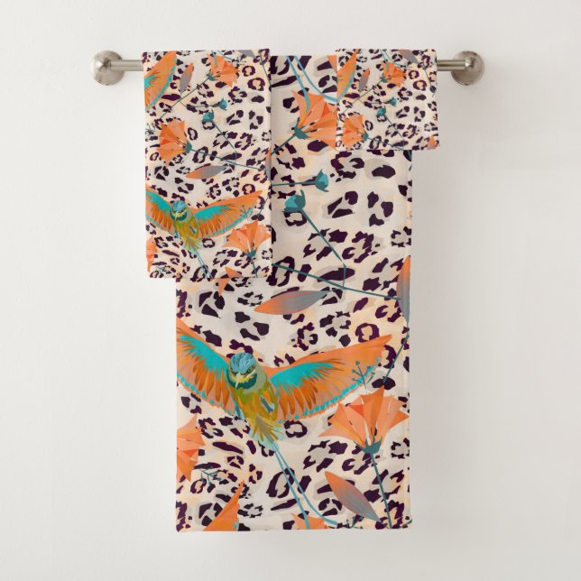 Farbenfroher Vogel des Paradieses stilvoll Badhandtuch Set (Insitu)