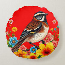 Farbenfroher Vogel unter Blume