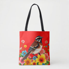 Farbenfroher Vogel unter Blume Tasche