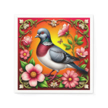 Farbenfroher Vogel unter lebhaften Blume