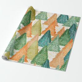 Farbenfroher Wald von Evergreen Weihnachtsbaumen Geschenkpapier