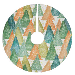 Farbenfroher Wald von Evergreen Weihnachtsbaumen Polyester Weihnachtsbaumdecke