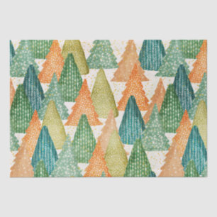 Farbenfroher Wald von Evergreen Weihnachtsbaumen Seidenpapier