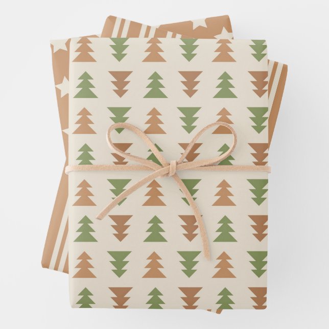 Farbenfroher Weihnachtsbaum Geschenkpapier Set (Beispiel)