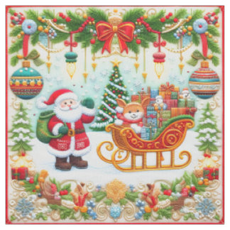 Farbenfroher Weihnachtsstickerei-Look mit Santa Stoff