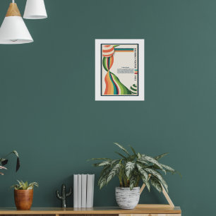 farbenfroher welliger Retro-Bauhaus-Posterart Poster