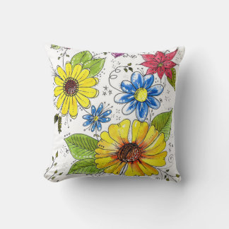 Farbenfroher Whimsischer Blumengarten Kissen