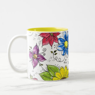 Farbenfroher Whimsischer Blumengarten Zweifarbige Tasse