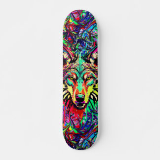 Farbenfroher Wolf Head - Wolf Skateboard Deck