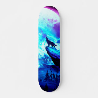 Farbenfroher Wolf heulen Skateboard