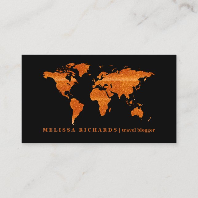 Farbenfroher World Map Travel Blog Visitenkarte (Vorderseite)