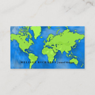 Farbenfroher World Map Travel Blog Visitenkarte
